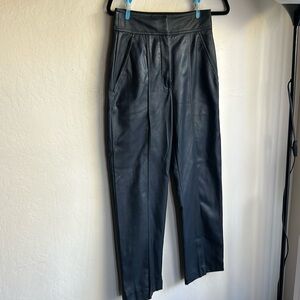 REBECCA TAYLOR PLEATED BLUE PLEATHER PANTS